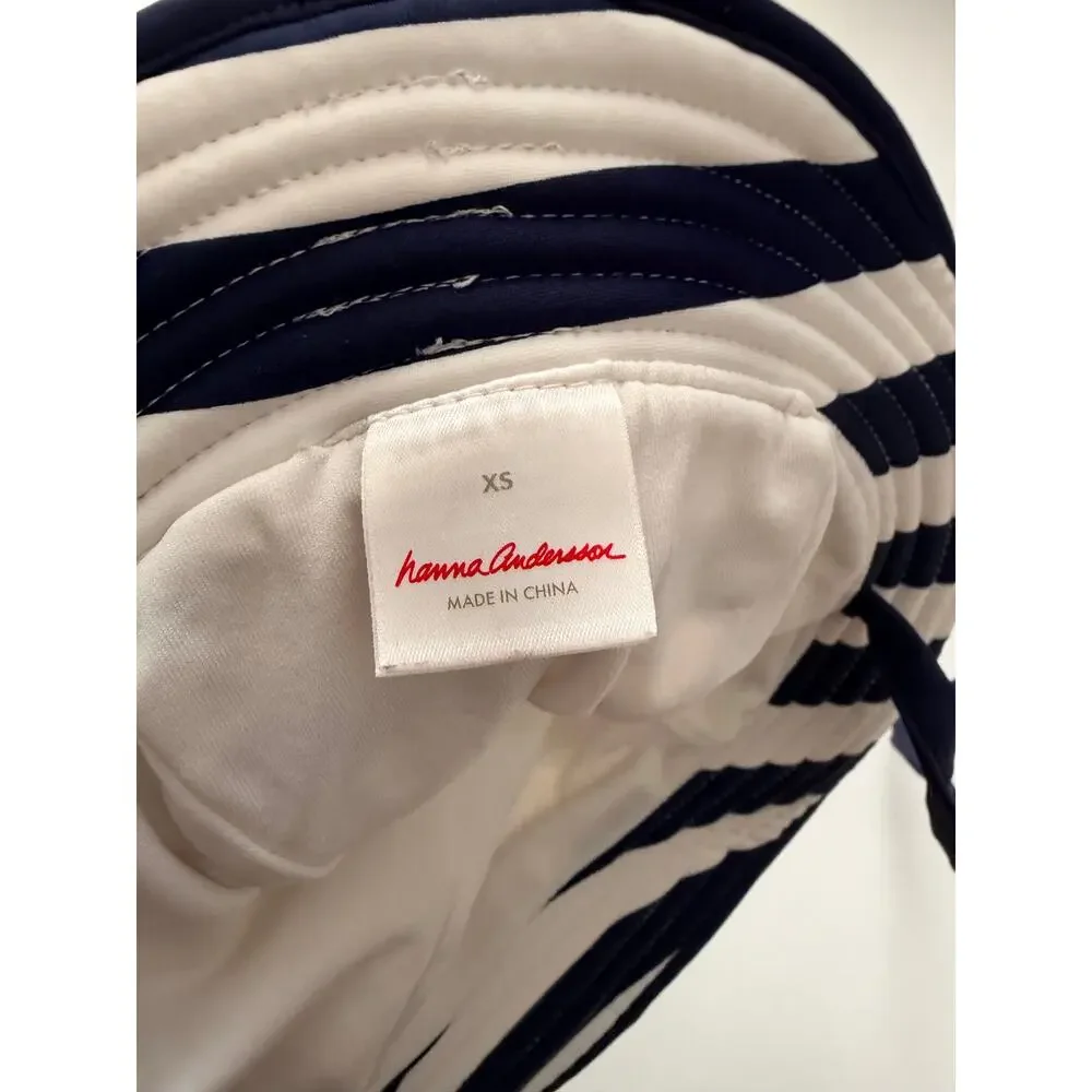 Hanna Andersson Navy & White Striped Sun Hat with Chin Ties